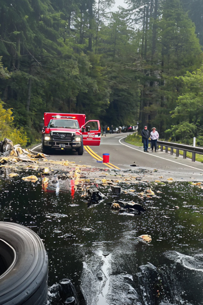 oil spill on side of road